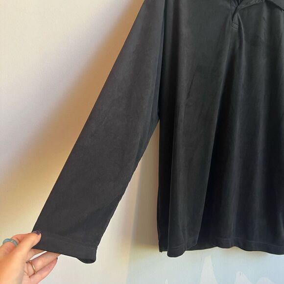 Geoffrey Beene Faux Suede Black Collared Long Sleeve Shirt - Large - Picture 4 of 7